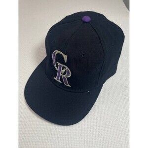 Vintage Starter Colorado Rockies Fitted Hat Black Purple MLB 90s Size 7–7 3/4